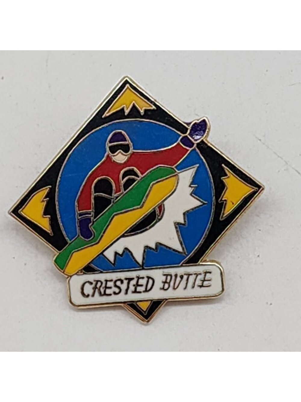 Crested Butte Snowboarder Enamel Pin Vintage Collectible